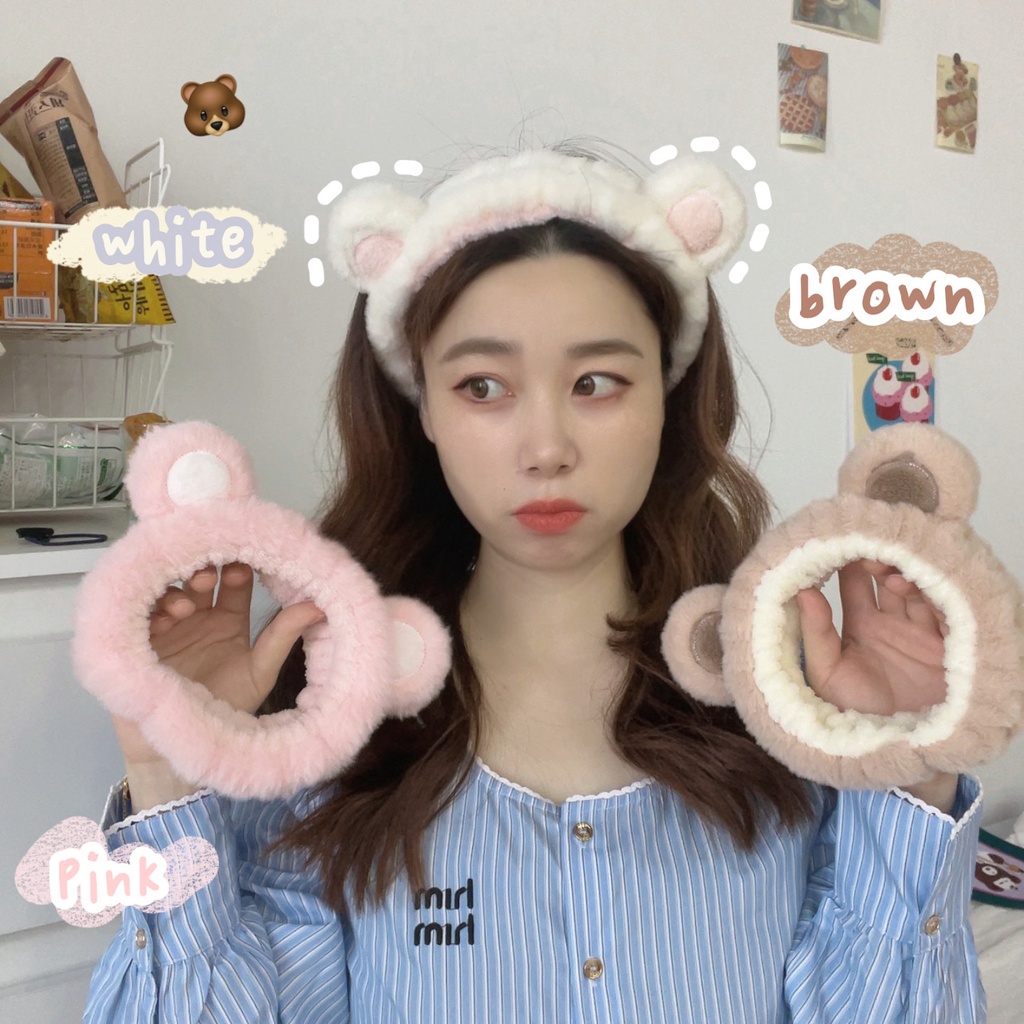 Băng Đô Cài Tóc Ba Chiều Hình Gấu Nhồi Bông Dễ Thương Dùng Rửa Mặt Đặc Biệt
