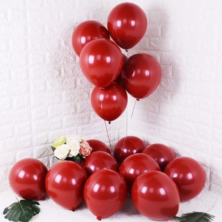 Bóng tròn màu đỏ lựu, bóng bay màu đỏ đậm ruby 2 lớp siêu dày size 10” inch trang trí sinh nhật, đám cưới