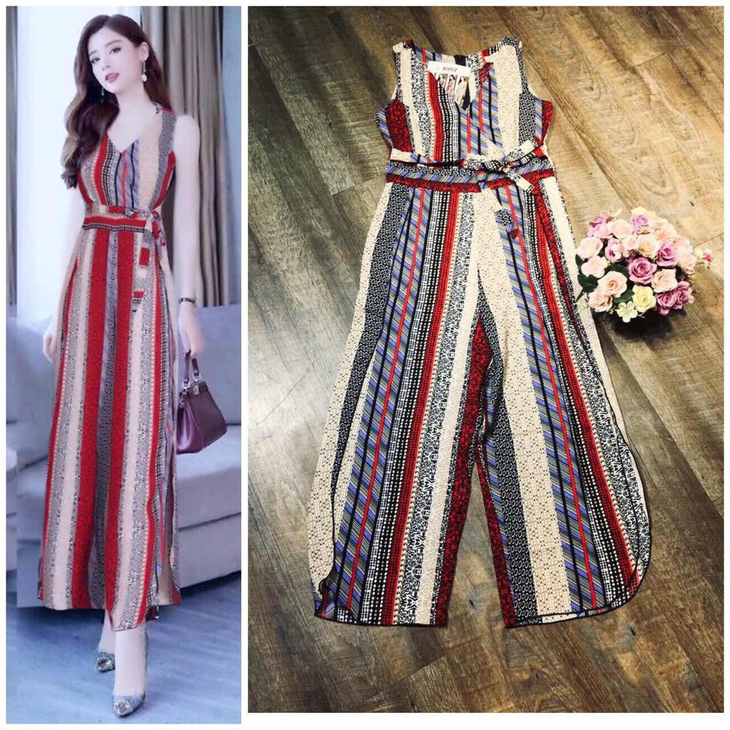 Đồ Bay Dài 💕FREESHIP💕Giảm 45k Khi Mua Đơn Từ 500k - Jumpsuit dài ống suông sẻ thắt nơ eo xinh xắn TJ997 | BigBuy360 - bigbuy360.vn