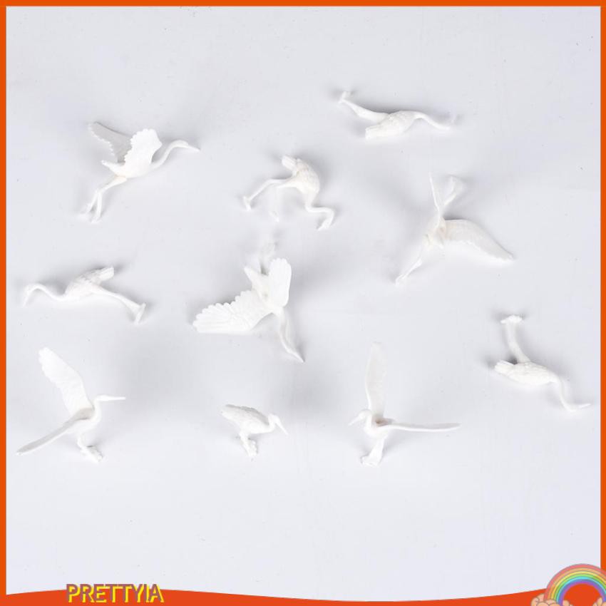 Set 10 Tượng Chim Hạc Bằng Nhựa Dùng Trang Trí Tiểu Cảnh