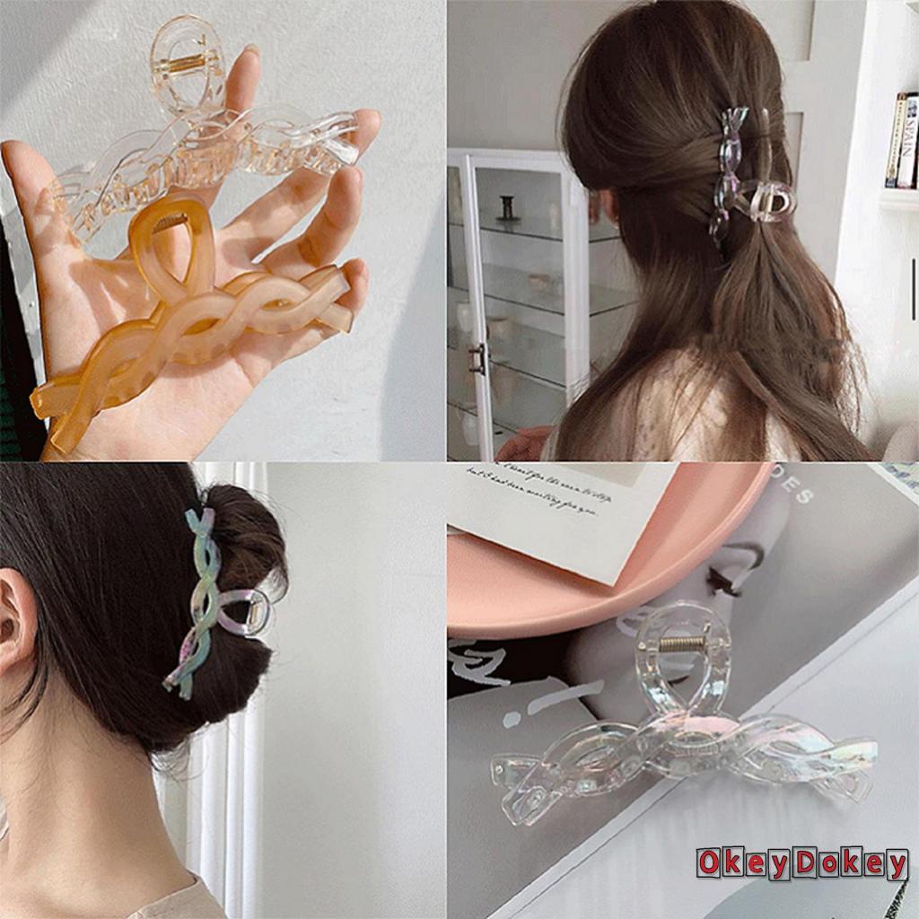 Kẹp Tóc Trong Suốt Kiểu Hình Học Phong Cách Retro Thời Trang Cho Nữ
