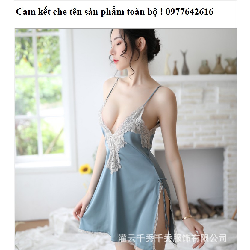 Váy ngủ lụa ren ngực sexy đầm ngủ hai dây xẻ tà hàng nhập cao cấp G58 ( CHE TÊN SẢN PHẨM)