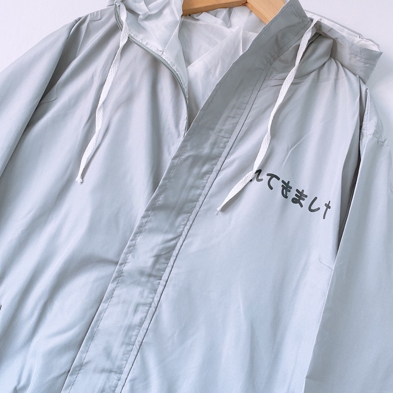Áo khoác nữ chất dù, áo khoác gió form rộng unisex 2 lớp siêu dày đẹp in hình sói