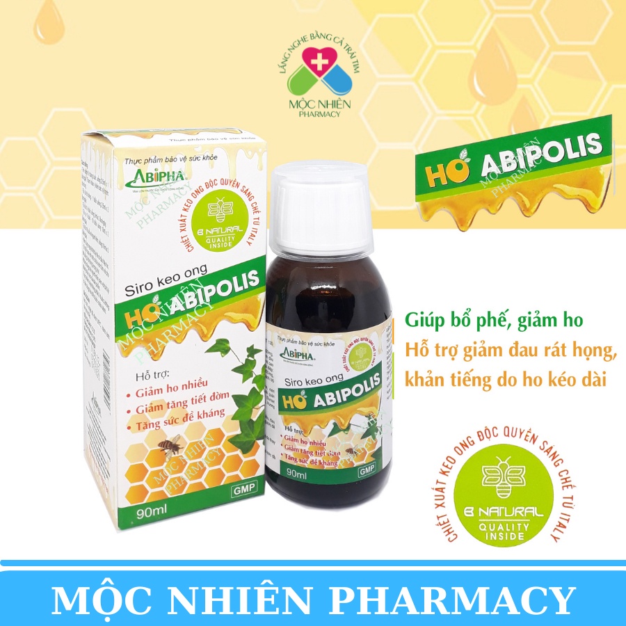 Siro Ho, Siro Ho Cho Bé, Abipolis, Bổ Phế, Giảm Ho, Giảm Đau Rát Họng, Khản Tiếng, Mộc Nhiên Pharmacy