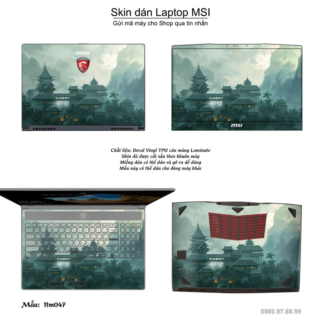 Skin dán Laptop MSI in hình Tranh thủy mặc _nhiều mẫu 2 (inbox mã máy cho Shop)