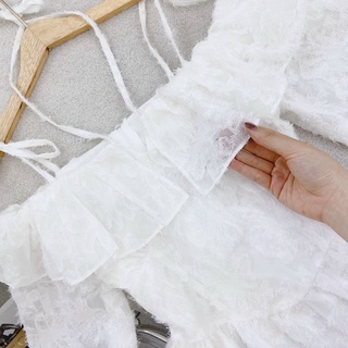 🦋Đầm 2s Trắng Rớt Vai Lông Vũ🦋