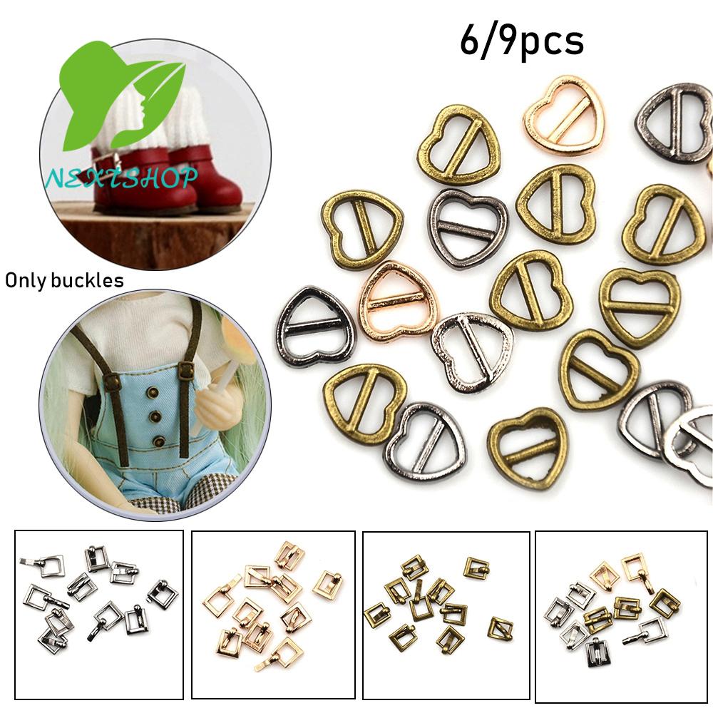 NEXTSHOP 6/9pcs High quality Belt Buttons 7*8MM Diy Dolls Buckles Tri-glide Buckle Girls Toys Mini Ultra-small Newest 4 colors Doll Bags Accessories/Multicolor