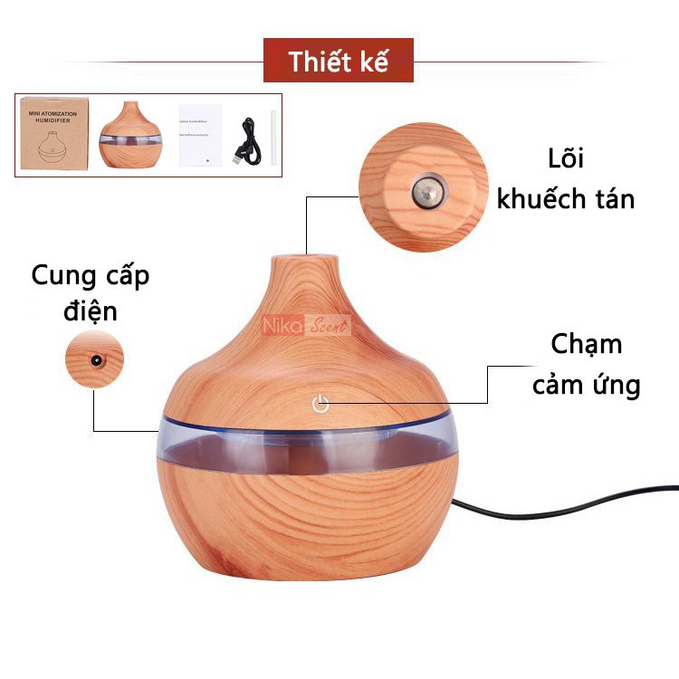 HÀNG CAO CẤP -  Nikascent Máy xông tinh dầu phòng ngủ công nghệ siêu âm (phun sương Nano, thơm phòng, tạo ẩm)  - Hàng Ca