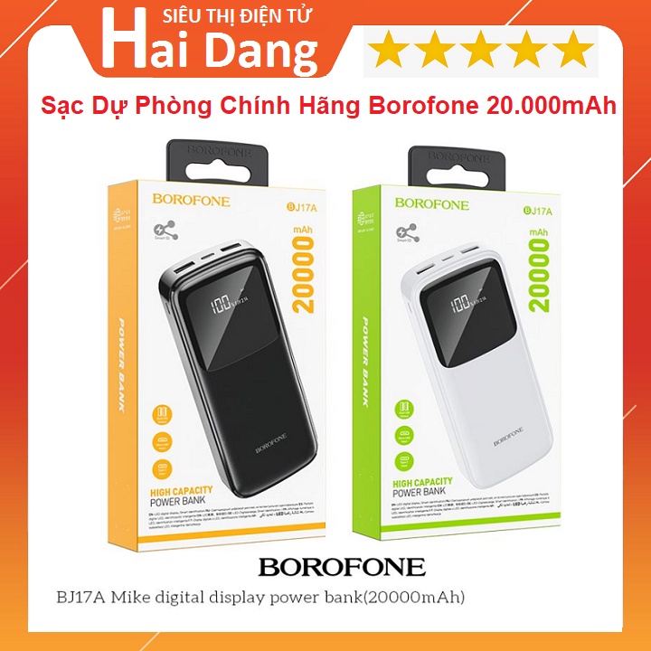 Sạc Dự Phòng Chính Hãng, Pin 20000Mah Borofone BJ17A Hàng Xịn - Hỗ Trợ Sạc Nhanh - Độ Bền Cực Cao - Bảo Hành 24 tháng