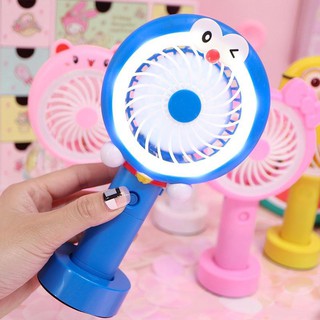 Quạt Mini Cầm Tay Đèn Led Có Đế Doremon - Kitty