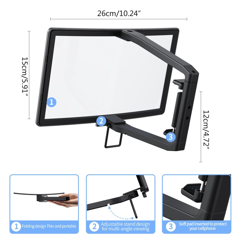 Bộ Kính Lúp Phóng To Màn Hình 3D Dạng Cong Cho Điện Thoại Thông Minh