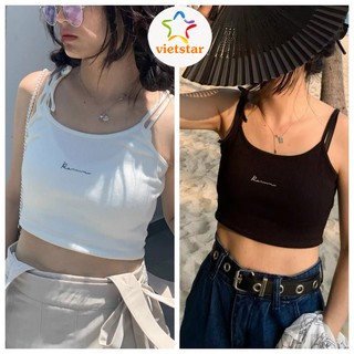 Áo 2 dây nữ croptop REVIE áo hai dây kiểu buộc 1 bên chất thun gân mềm mát  - VIETSTAR