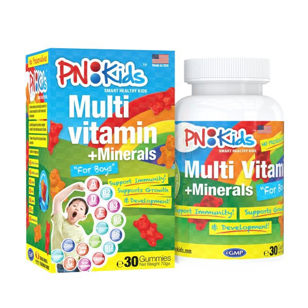 Kẹo Dẻo Bổ Sung Vitamin Tăng Đề Kháng Cho Bé Trai Từ 3 Tuổi PN Kids Multi Vitaminn & Minerals Mỹ.