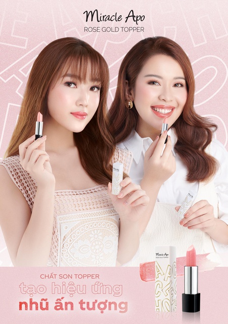 Son bóng hiệu ứng ánh nhũ Miracle Apo Rose Gold Topper 3.9g