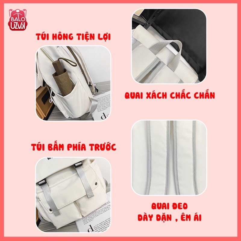 Balo nam nữ đi học Ulzzang basic chống nước, cặp sách laptop phong cách Unisex Hàn Quốc dành cho học sinh, sinh viên.