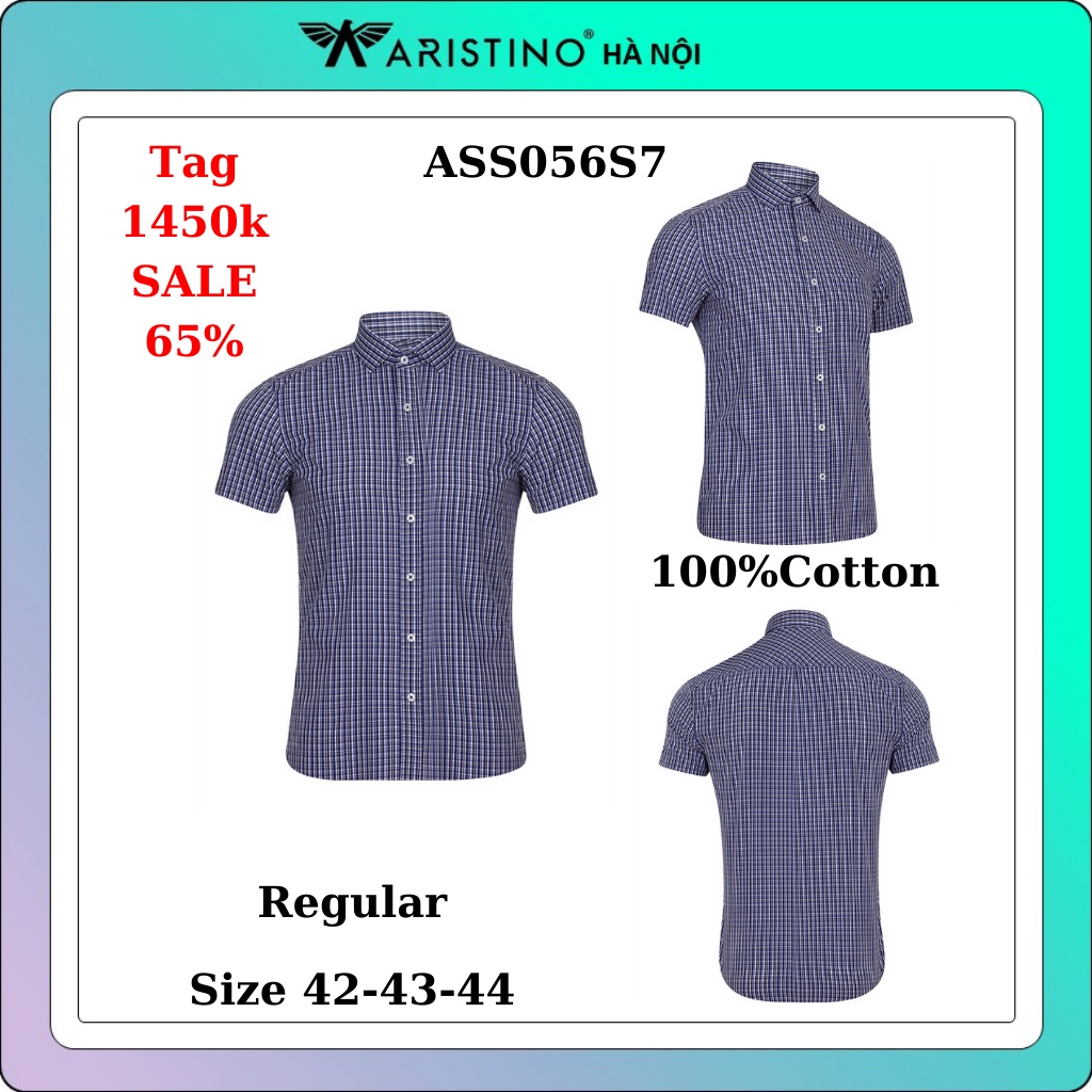 Áo sơ mi nam Aristino 100% cotton from rộng ASS056S7 tag1450k sale 65%