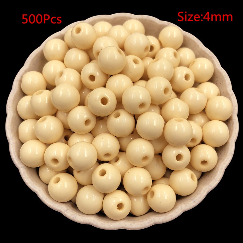 Bộ 500 Hạt Nhựa Acrylic 4mm Màu Sắc Dùng Làm Trang Sức Thủ Công