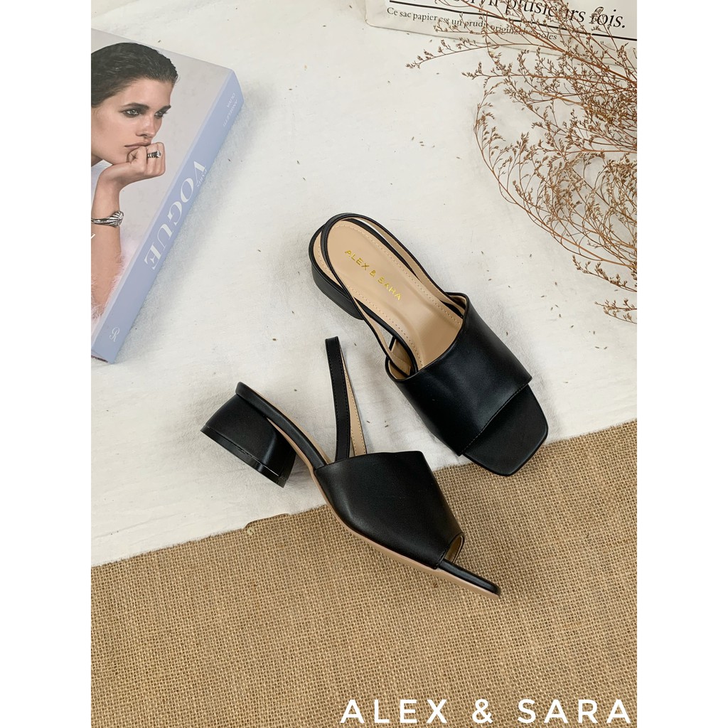 SANDAL GÓT TRỤ NỮ ALEX SARA QUAI BẢN NGANG CAO 4 CM