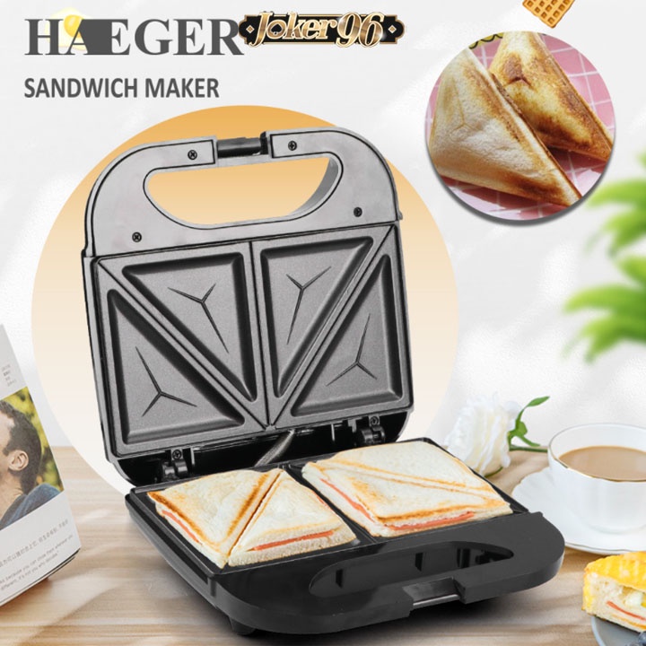 Máy Kẹp Nướng Bánh Mì Haeger, Ép Bánh Sandwich, Làm Đồ Ăn Sáng, Nướng Thịt 2 Mặt Đa Năng