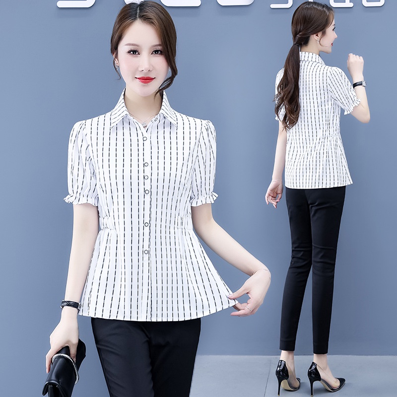 Áo Sơ Mi Chiffon Tay Ngắn Dáng Ôm In Họa Tiết Hoa Thời Trang Mùa Hè Hàn Quốc 2022 Cho Nữ