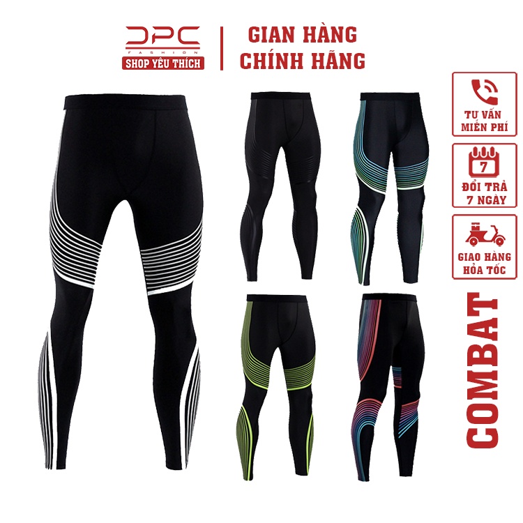 QUẦN GIỮ NHIỆT COMBAT PRO LEGGING NAM TẬP GYM BÓNG ĐÁ BÓNG RỔ CÓ HỌA TIẾT