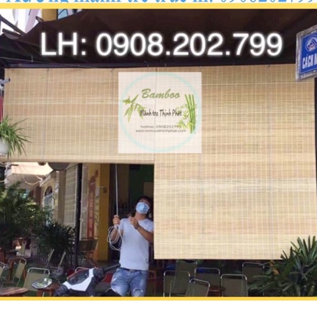 Mành rèm tre trúc Cật Trắng, rèm trúc che cửa sổ. Mành tre che nắng có Ròng Rọc, dây kéo. Rèm tre cắt Theo KT Yêu Cầu]
