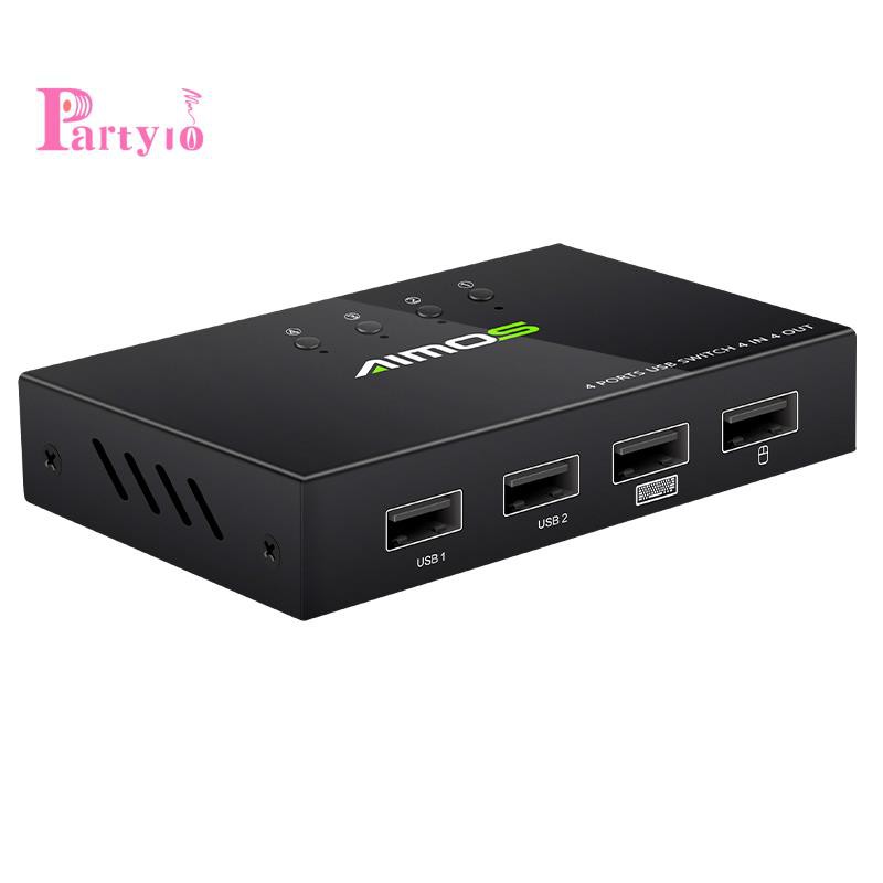 Thiết bị chia sẻ máy in / chuột / bàn phím USB 2.0 AIMOS 4 cổng vào và 4 cổng ra công tắc KVM cho 4 máy tính