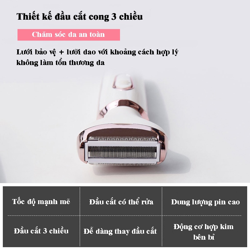Máy cạo đa năng 5 in 1, cạo lông mày, body, cắt lông mũi, ủi tóc,... an toàn, sạch sẽ cho phái đẹp