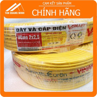 Dây đôi VCMO ( 2 Lớp Vỏ Bảo Vệ) 2x2.5 Vinakip 100% Đồng nguyên chất Dây Dẹp ( dây dẹt) VCMO