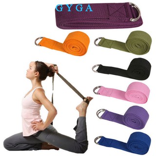 Dây đai yoga cotton dài 1,8m nhiều màu sắc có khoá kim loại có thể điều chỉnh hỗ trợ an toàn không trơn trượt GYGA