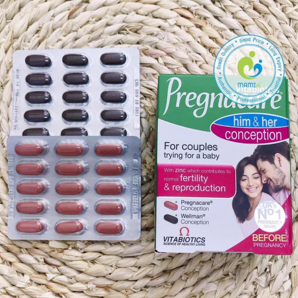 Viên uống (60v) tăng khả năng thụ thai cho nam nữ Pregnacare Him and Her Conception, UK