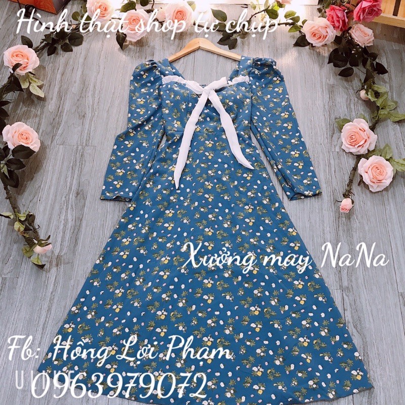 Đầm maxi hoa nhí cột nơ có mút ngực (hình thật +video) | BigBuy360 - bigbuy360.vn