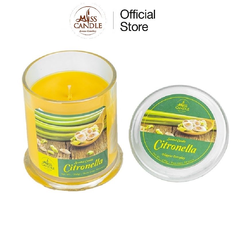 Nến thơm hũ Miss Candle NQM3414 Citronella (Hương sả chanh)