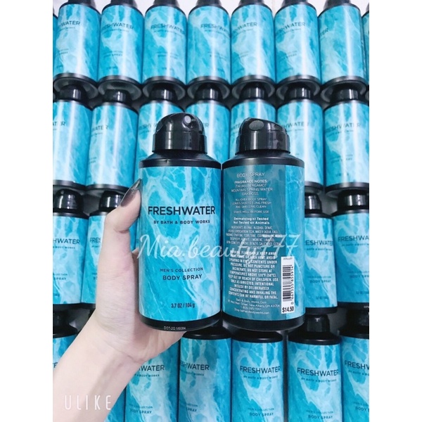 XỊT THƠM TOÀN THÂN CHO NAM FRESHWATER - Spray for men Bath and body works 104G