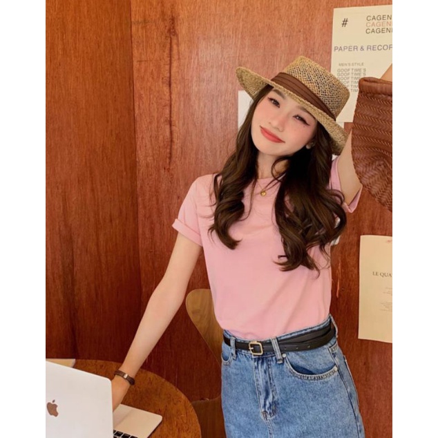 Áo thun cổ tròn trơn cao cấp kiểu dáng basic đơn giản phù hợp mọi độ tuổi hàng đẹp giá tốt