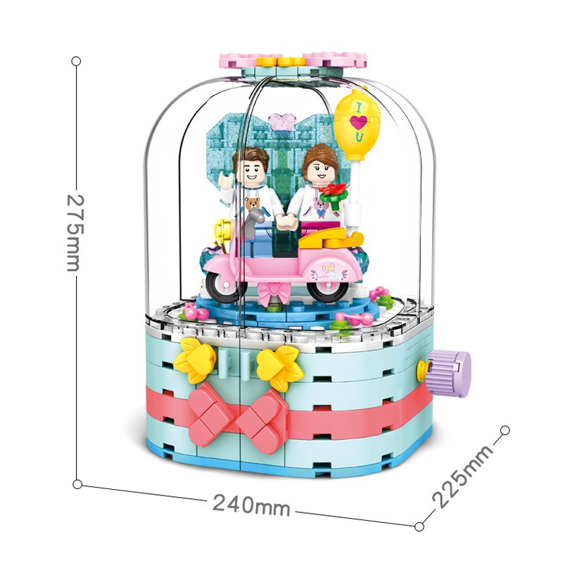 Bộ Đồ Chơi Lắp Ráp Lego HUIQIBAO TOYS Gồm 286 Mảnh Ghép Mô Hình Hộp Tình Yêu Diệu Kỳ Dành Cho Bé