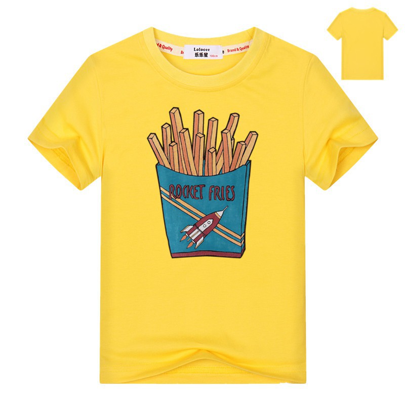 Con trai ngọn phim hoạt hình Pháp Rocket Fries In áo phông trẻ em mùa hè Cô gái vui nhộn tees