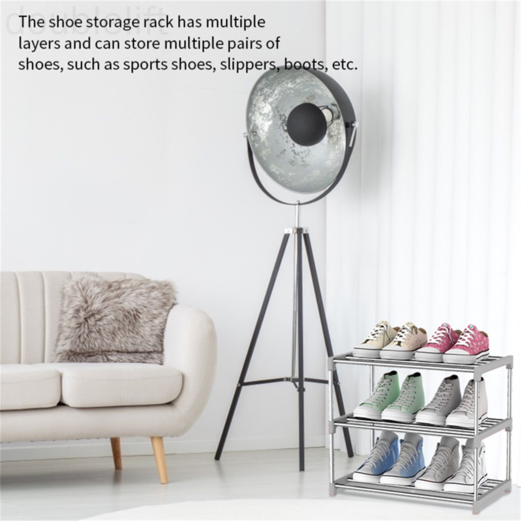 Shoes Rack Organizer Multi-layer Stainless Steel Shoe Stand Storage Shelf for Entryway Door doublelift store