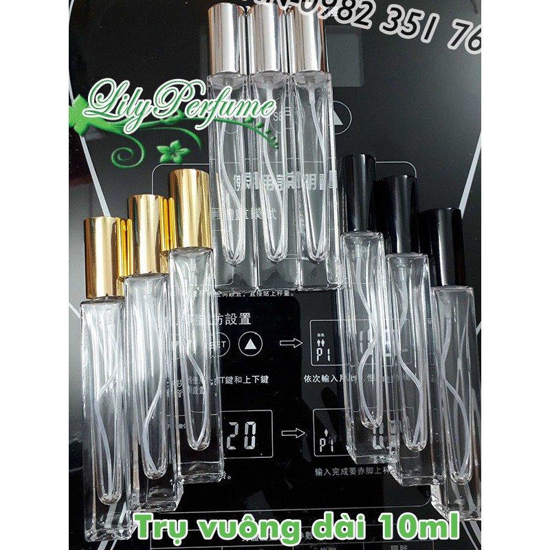 Lọ chiết nước hoa trụ vuông dài 10ml