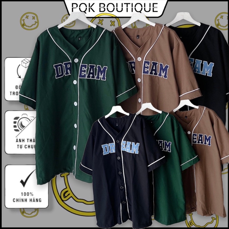 Áo Bóng Chày Form Rộng Tay Ngắn Chữ Thêu DREAM - pqk boutique