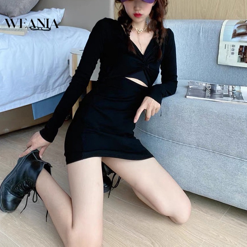 Đầm Tay Ngắn Cổ Chữ V Thắt Nút Quyến Rũ Thời Trang Cho Nữ