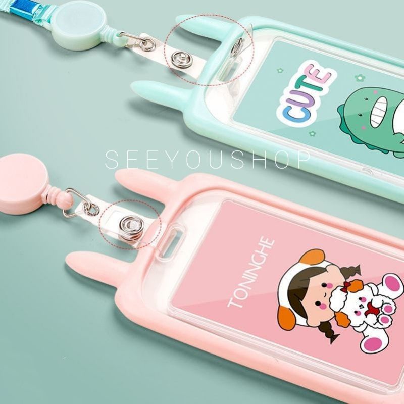 Thẻ Tên TAI THỎ DÂY RÚT Phù Hiệu See You Shop , Dây Đeo Thẻ Học Sinh, Sinh Viên, Nhân Viên Dễ Thương