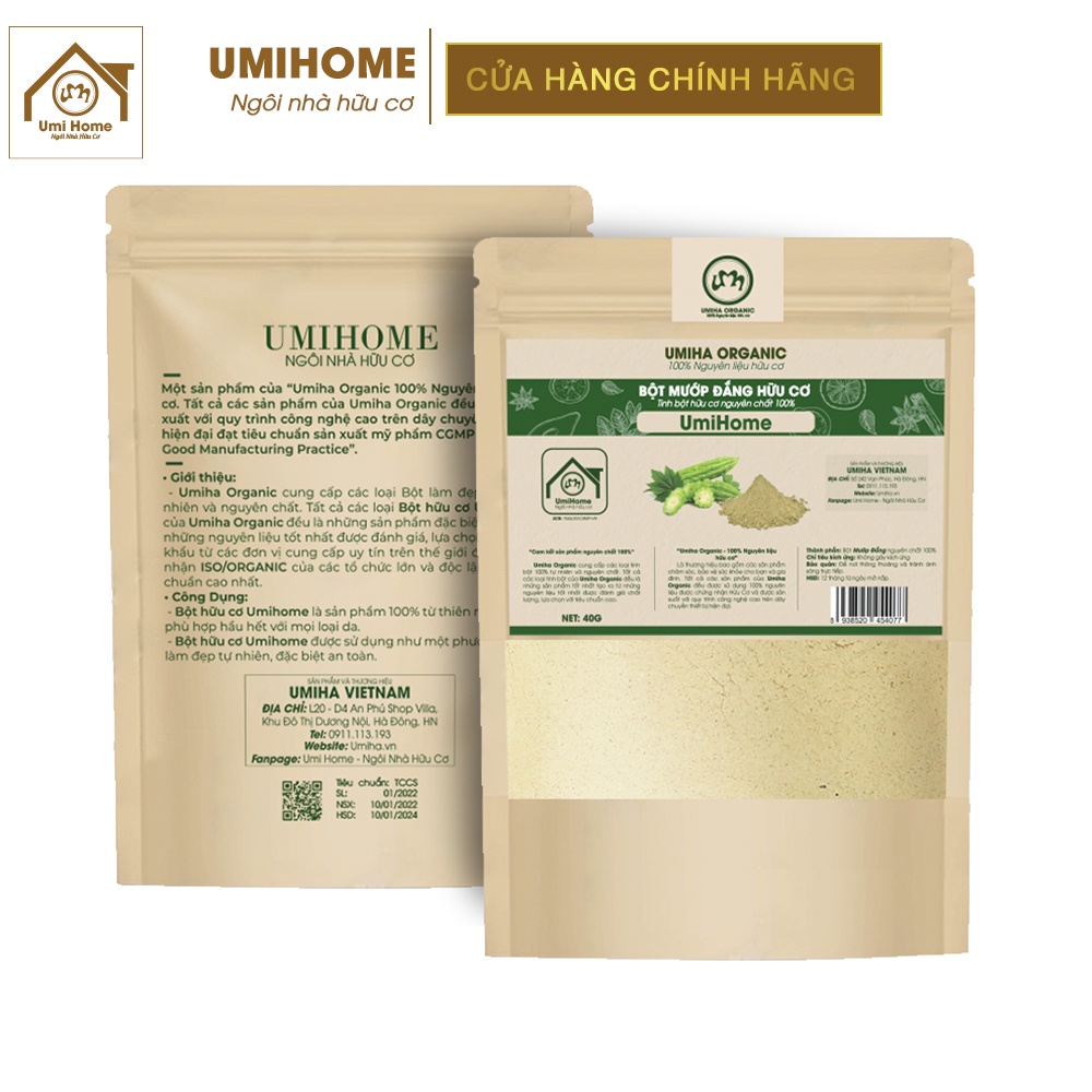 Bột Mướp Đắng đắp mặt nạ hữu cơ UMIHOME nguyên chất 40g | Bitter gourd powder 100% Organic