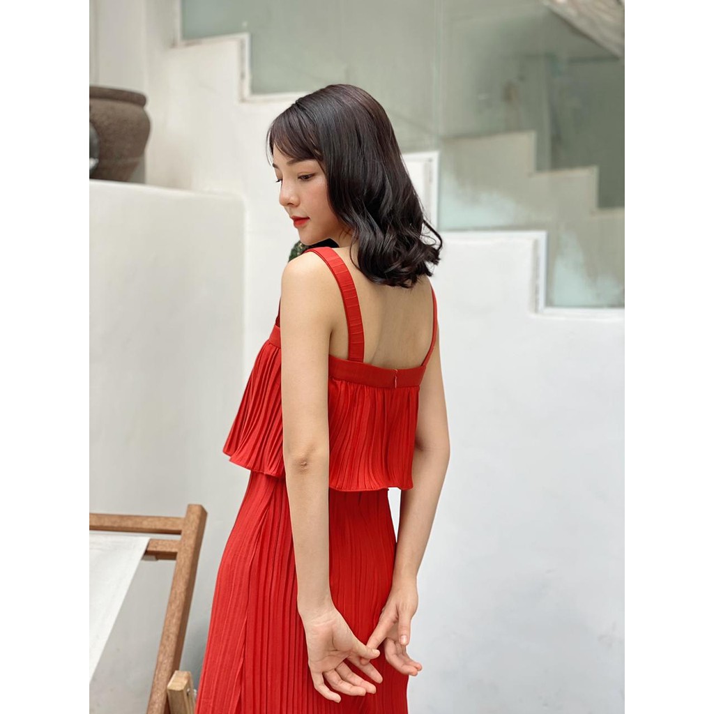 COLUS - Váy 2 Dây Dập Ly Đỏ - Jill