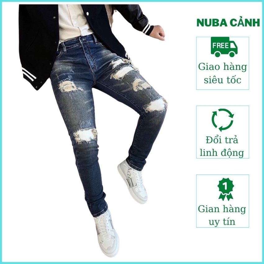 Quần jean nam cao cấp đẹp giá rẻ,quần bò giống hình giống mẫu NUBA 62