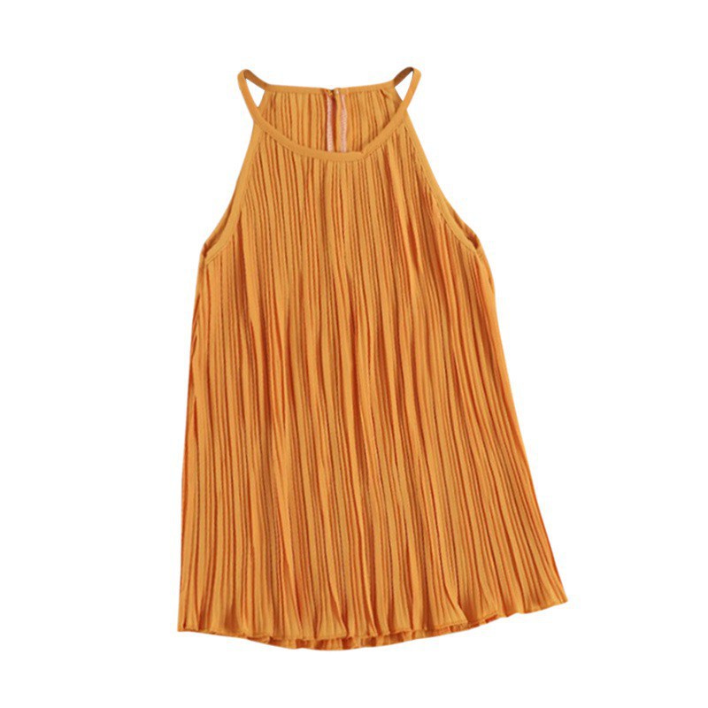 Áo yếm nữ vải chiffon họa tiết xếp li thời trang cá tính