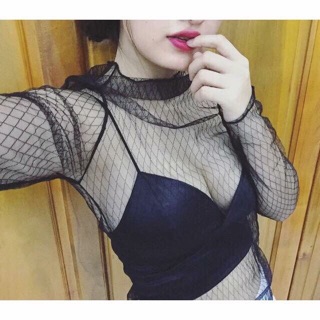 Áo ren lưới xuyên thấu