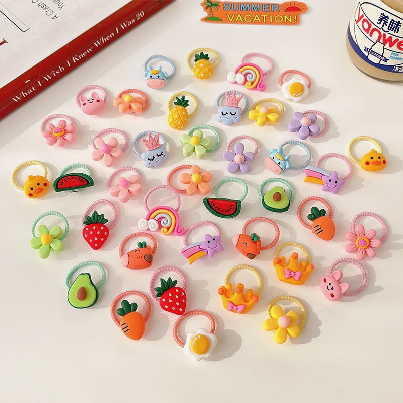 Chun buộc tóc đính hoạ tiết hoạt hình nhiều màu & hoa văn cho bé gái