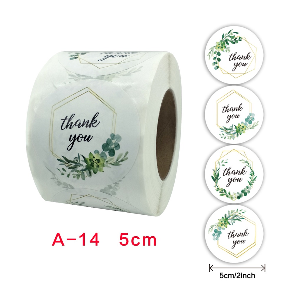 Cuộn 500 tem Sticker Thank you in màu tự dính 5cm - Tem cảm ơn
