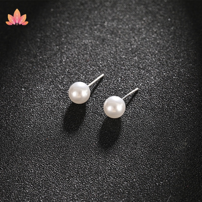 1 Đôi Bông Tai Ngọc Trai Đơn Giản Bằng Thép JP5